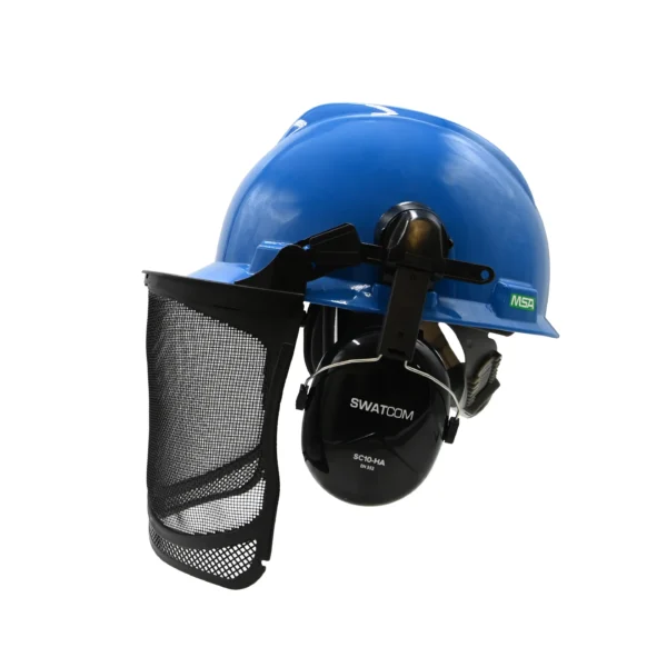 MSA V-Gard Classic Helmet with Ear Defenders and Visor - Image 2